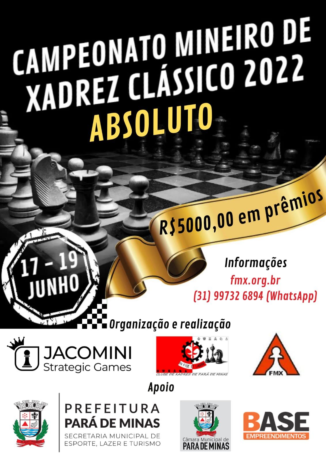 04/03/2023 – Torneio Satélite para o Campeonato Mineiro de Xadrez (Pará de  Minas/MG) – FMX